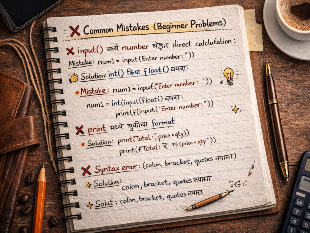 Python Input and Output Marathi Common Mistakes