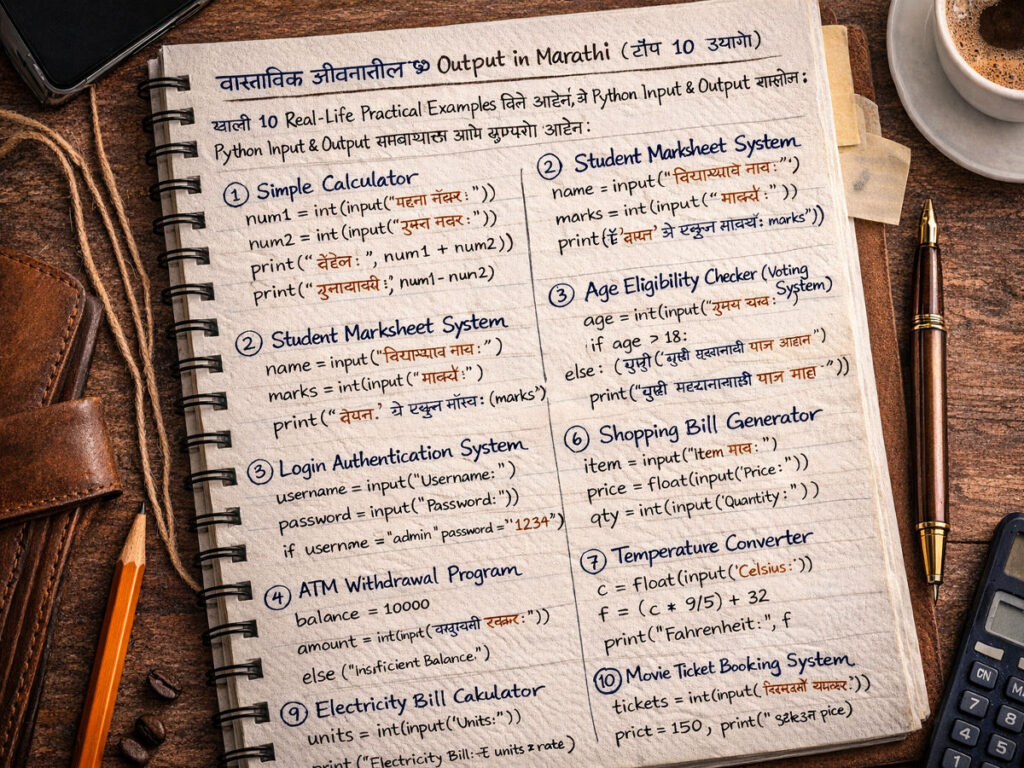 Python Input and Output in Marathi